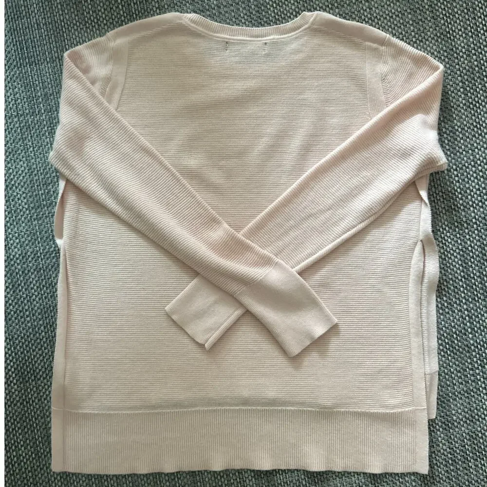 BANANA REPUBLIC Pima Cotton Crewneck Split Sides Cashmere Sweater Petal Pink PM